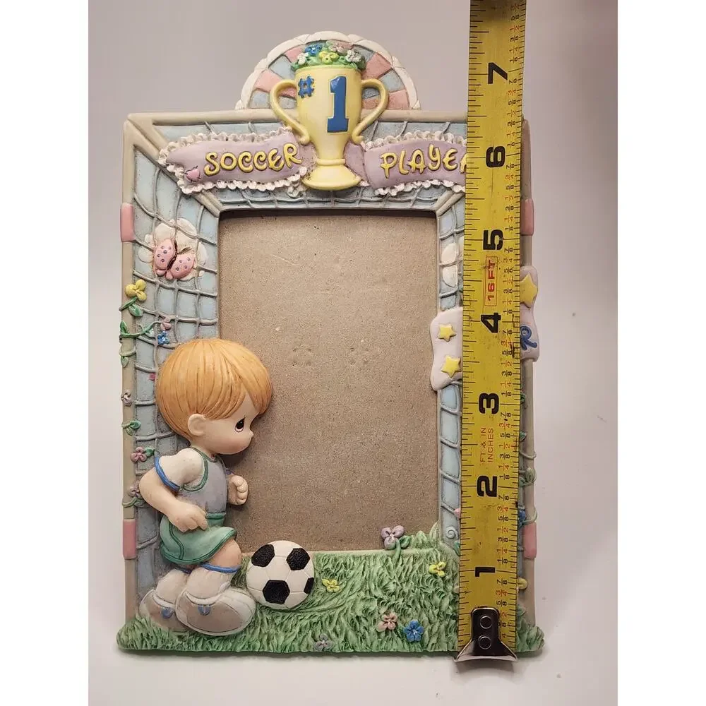 Precious Moments Porcelain #1 Boy Soccer Player Photo Frame All Star Kids Sport